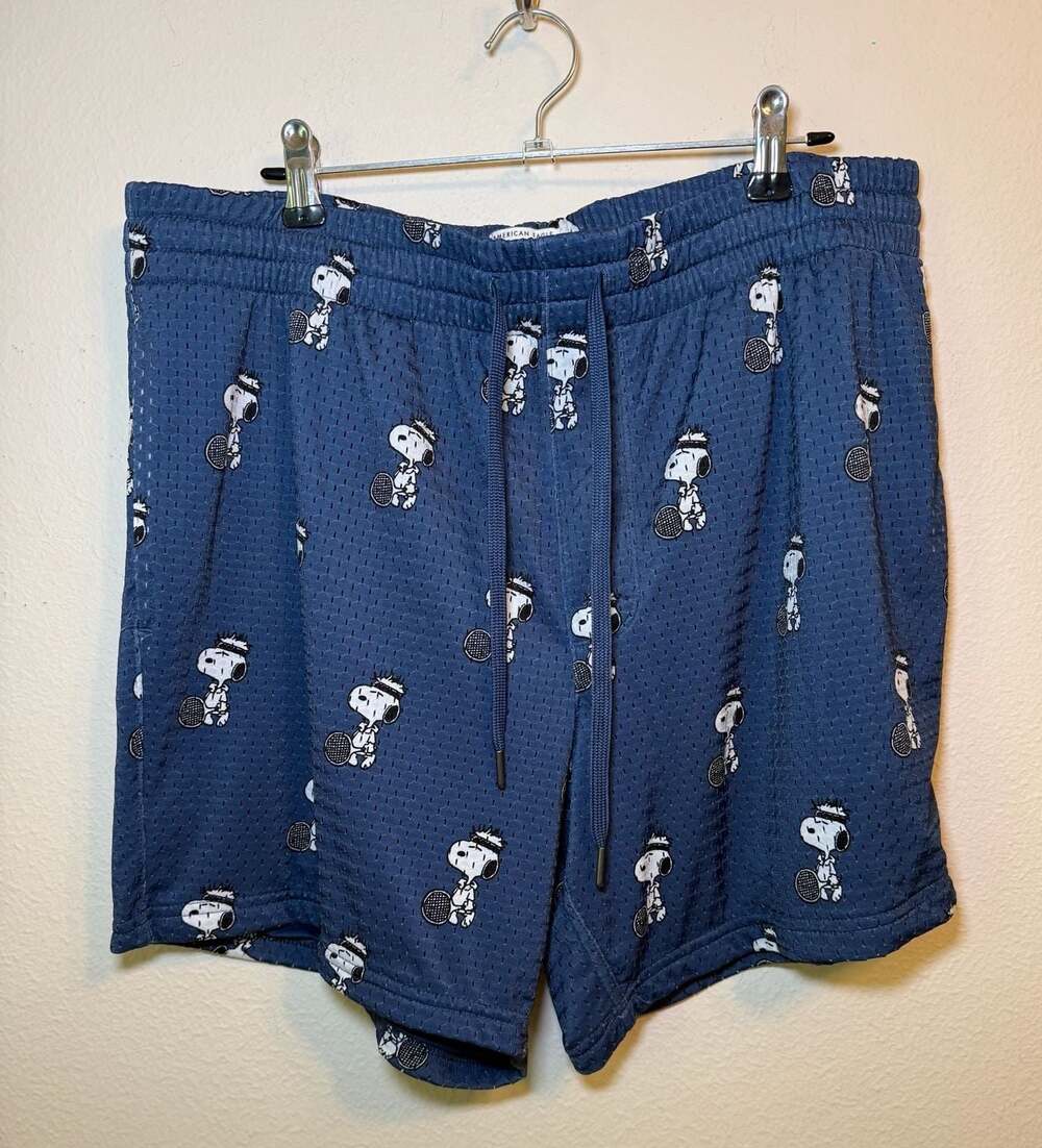 American Eagle AE Lounge Snoopy Tennis Print Mesh Boxer Lounge Shorts